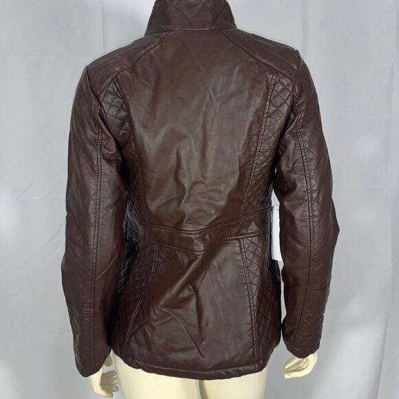 NWT Harve Bernard Women's Textured Quilted Jacket Chocolate Brown Small - Picture 9 of 14